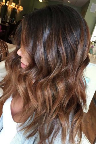 Black Hair with Caramel and Brown Ombre