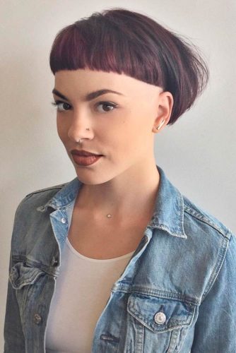 Bowl Hairstyle with a Deep Part