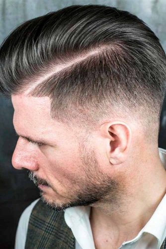 Classic Comb Over Haircuts Fade Haircut Side Part Styled Back
