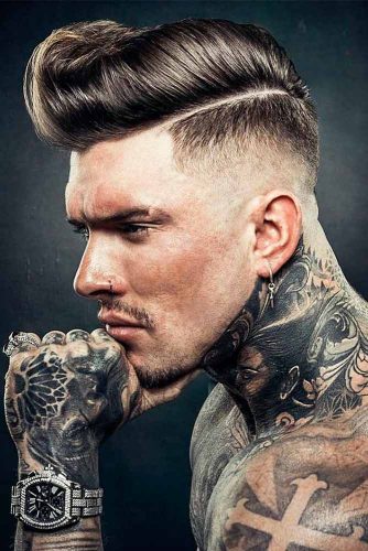 Classic Comb Over Haircuts Brown Undercut Fade Styled Back