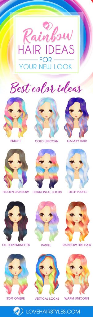 Rainbow Hair Ideas for Brunette Girls — No Bleach Required