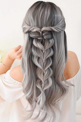 Cool Pull Through Half Braided Hairstyles #braids #halfup
