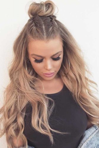 Top Knot Half Up Hairstyles for Long Hair picture1