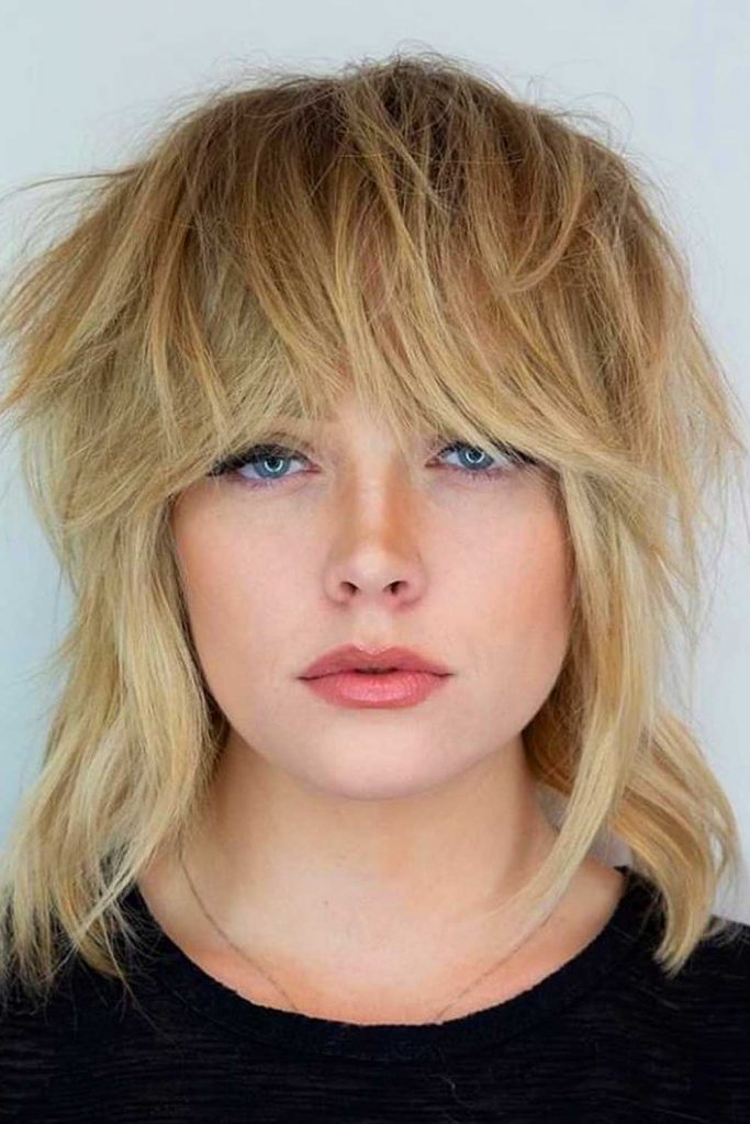 Shaggy Long Bob for Square Faces