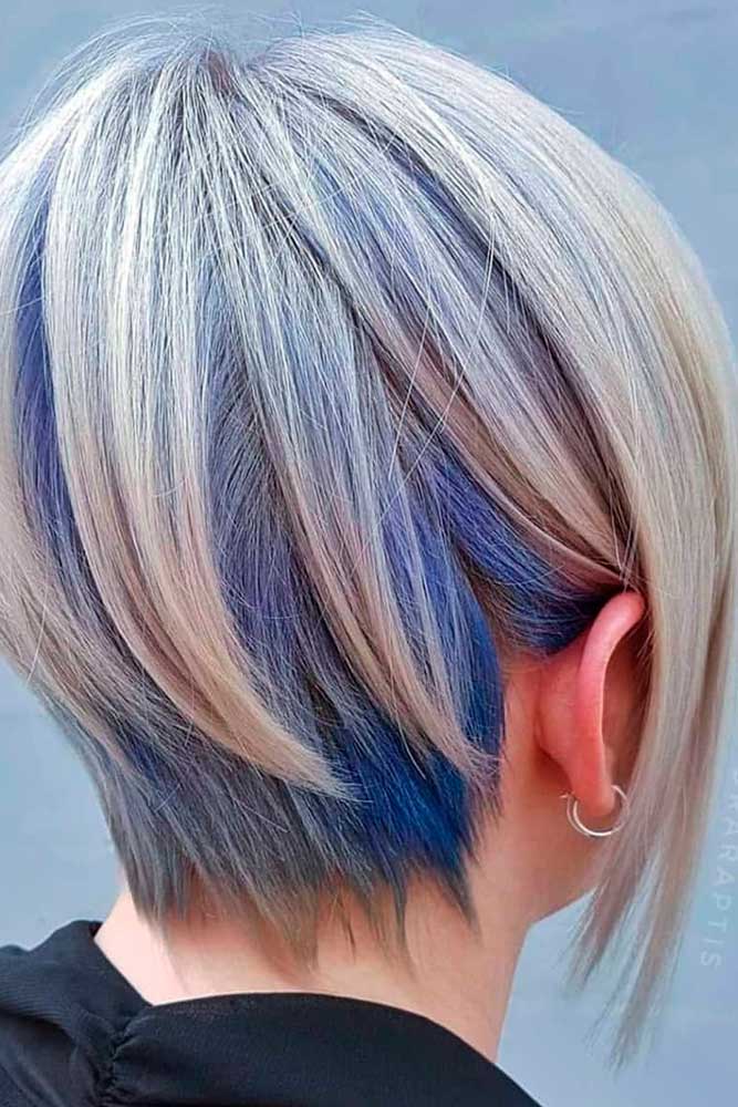 Long Pixie With Blue Color Fade
