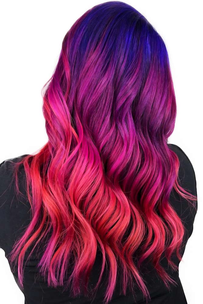 ombre red purple hair