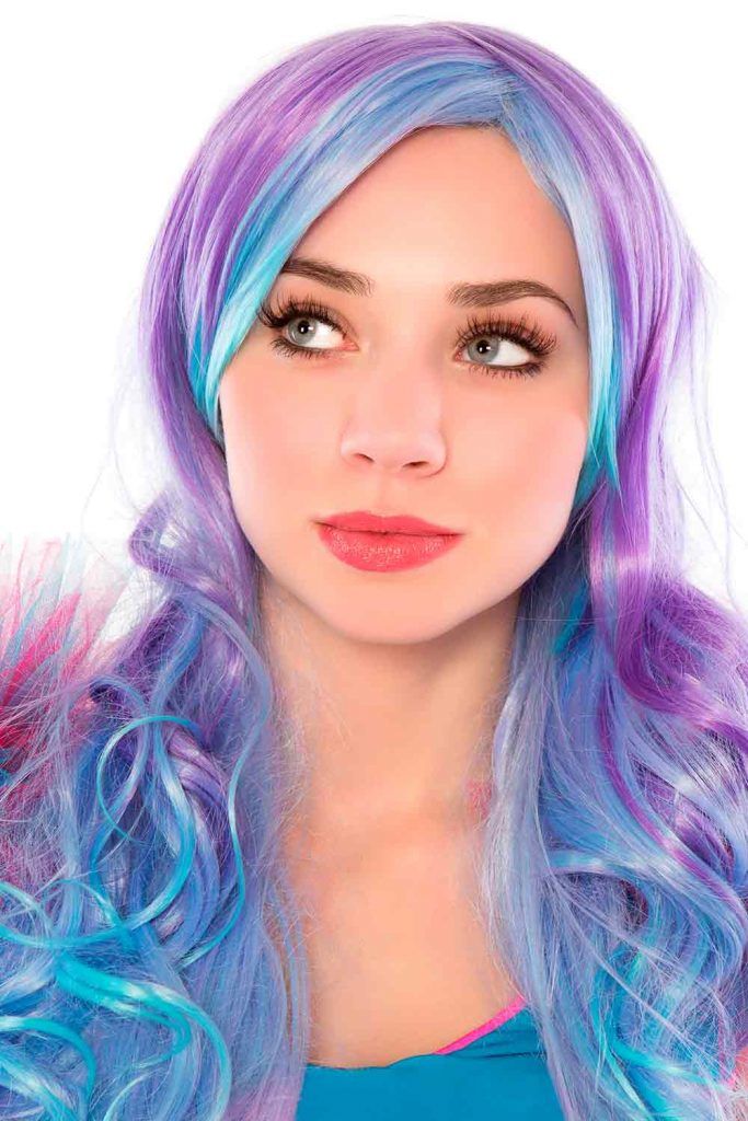 pretty girls with purple and blue hair