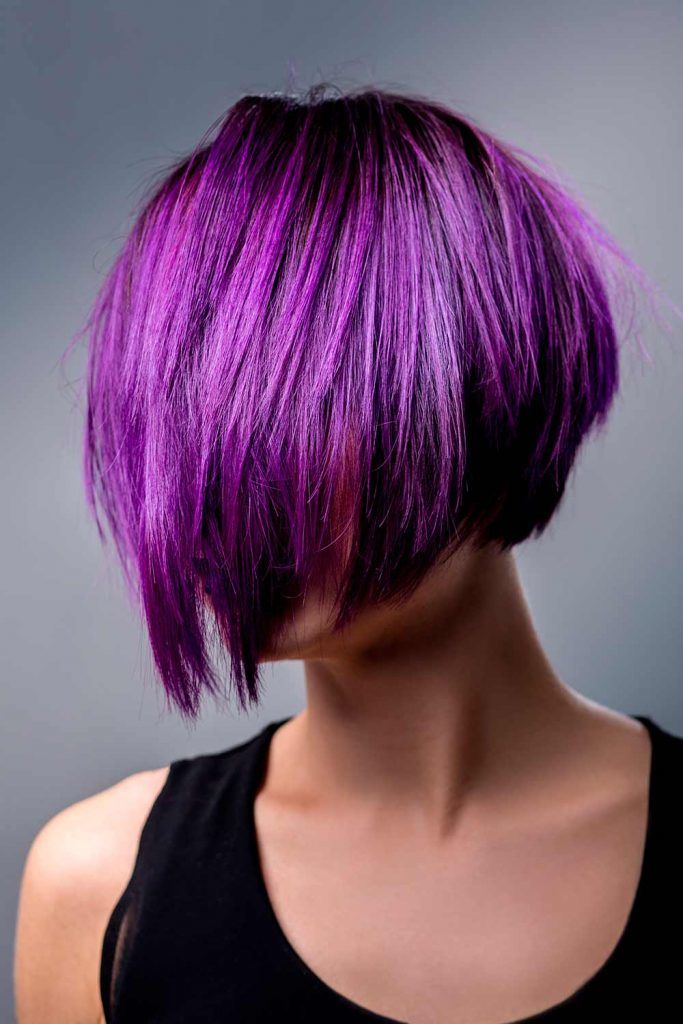 Purple With Blonde Highlights Bob Cut