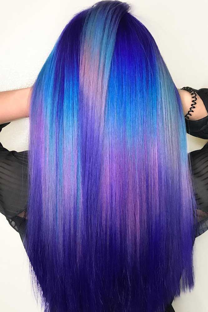Electric Blue Hair With Plum Spots