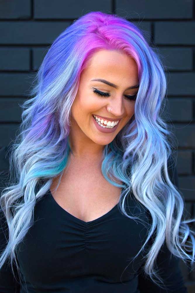 purple and light blue hair