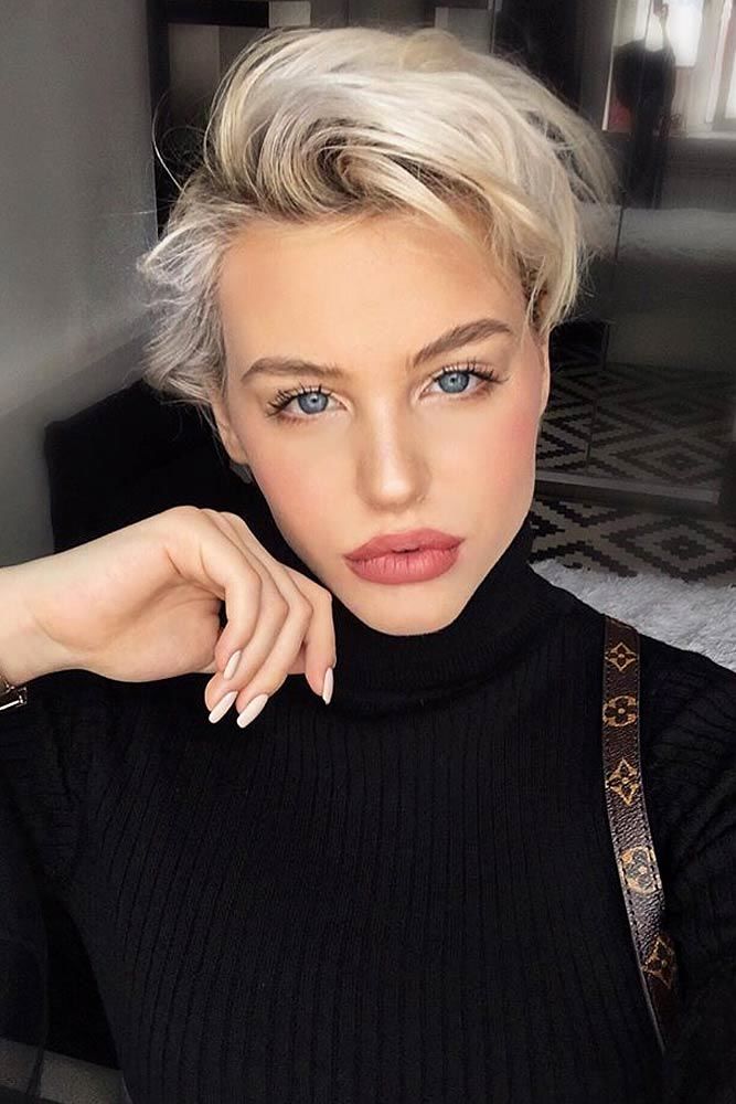 Blonde Pixie Hairstyle With Bangs #pixiecut #haircuts 