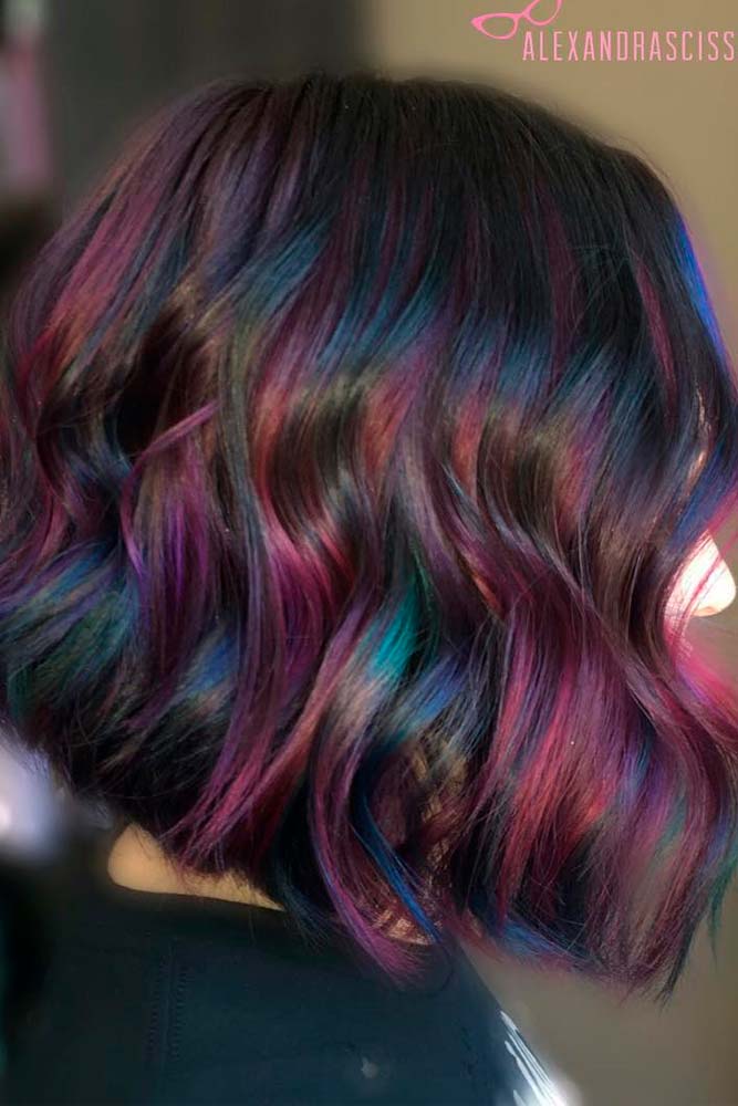 rainbow hair streaks with black hair