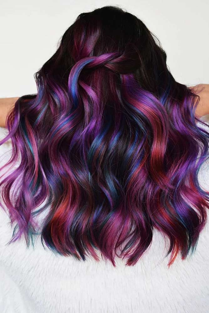 multi colored streaks in hair