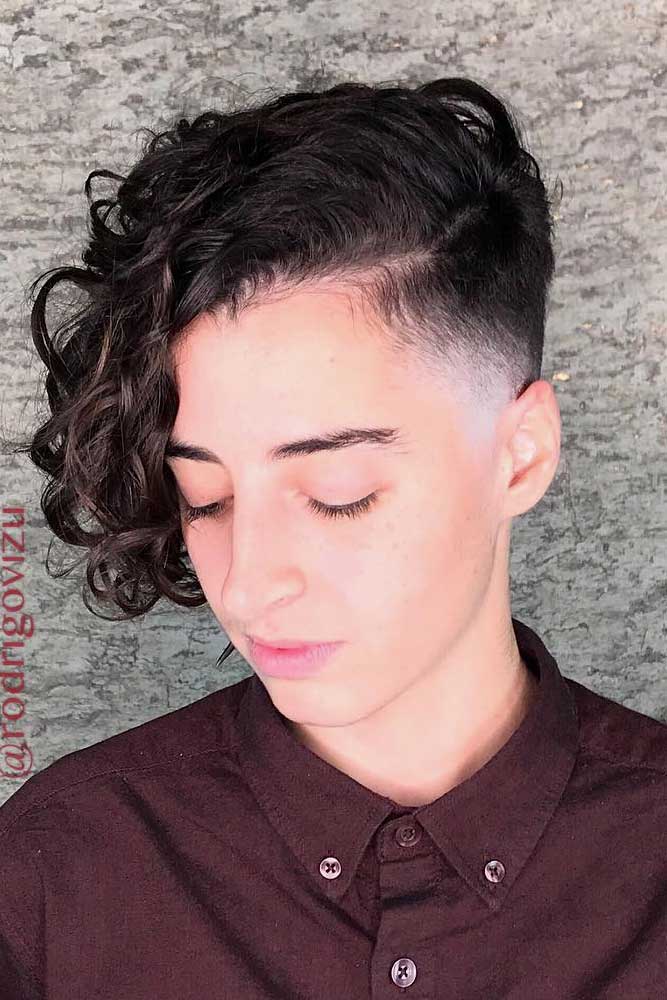 undercut hairstyle girl curly