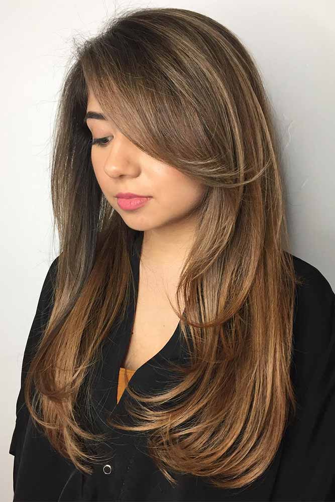 Side Bangs Easy Style Long Hair Brown Balayage 