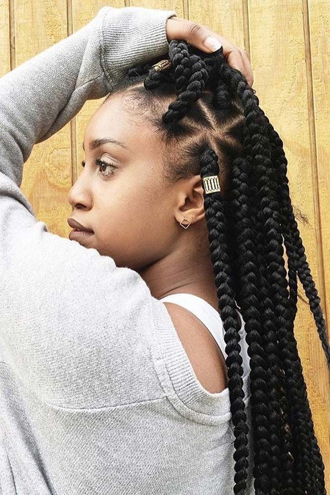 Triangle Box Braids Look