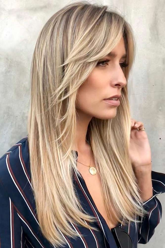 Stylish Fun Long Layered Haircuts Bang Blonde Straight Hair 