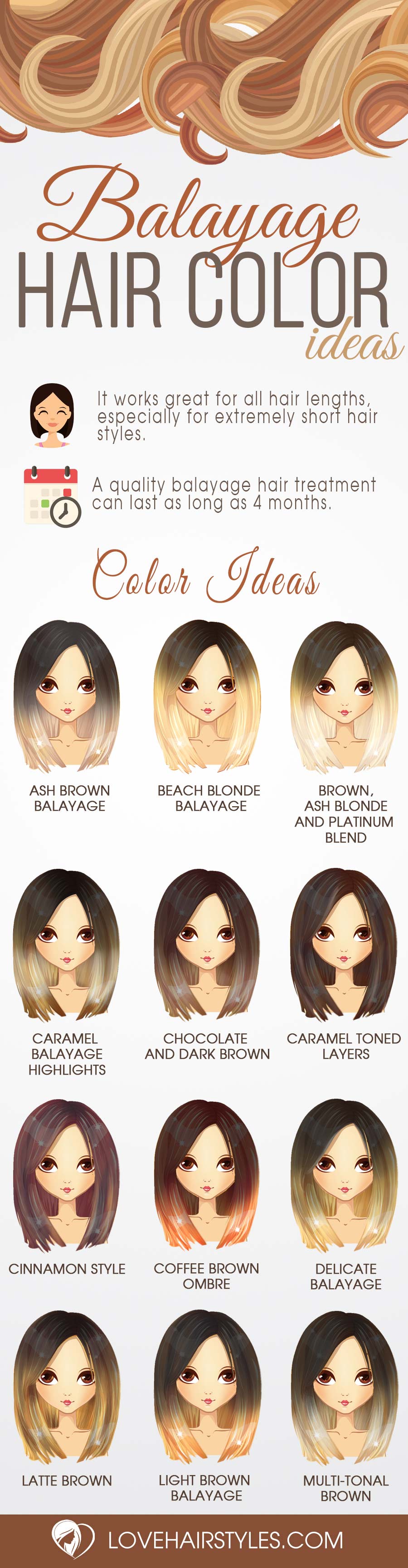 Balayage Hair Color Ideas in Brown to Caramel Tones