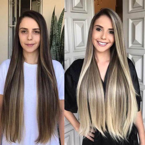 Long Layered Hair with Light Balayage