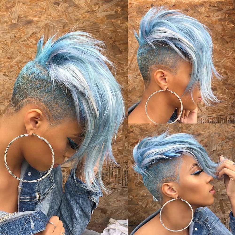 Undercut And Platinum Blonde To Frost Blue Balayage