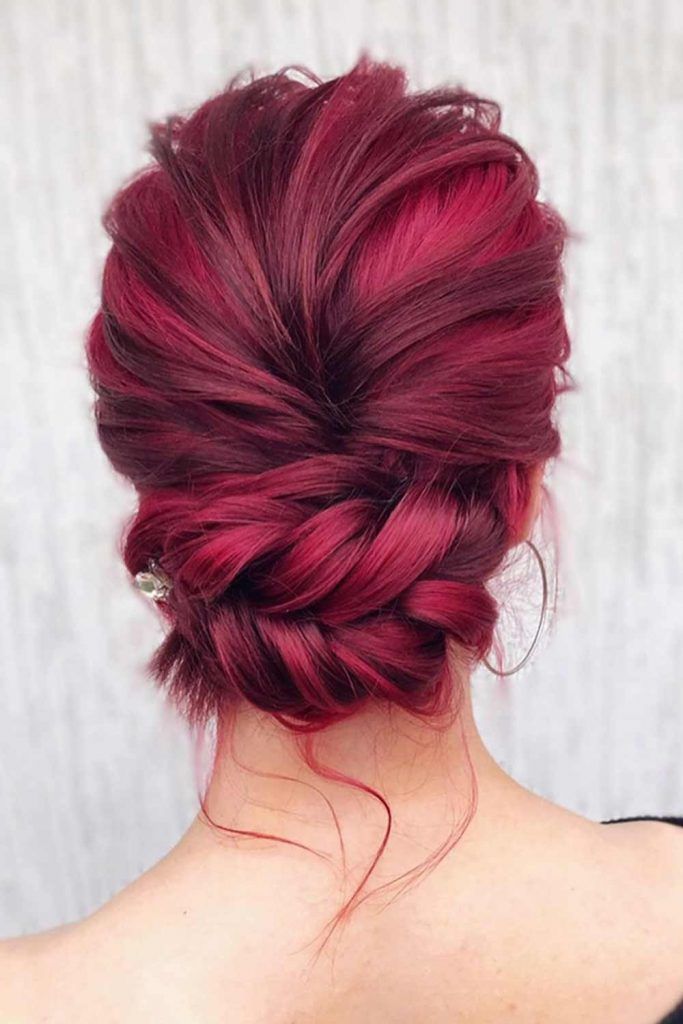 Bright Colorful Updos #burgundyhair #easyhairstyles