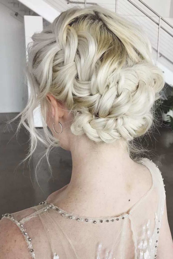 Beautiful Messy Updos With Side Braids Blonde #mediumhair #updos