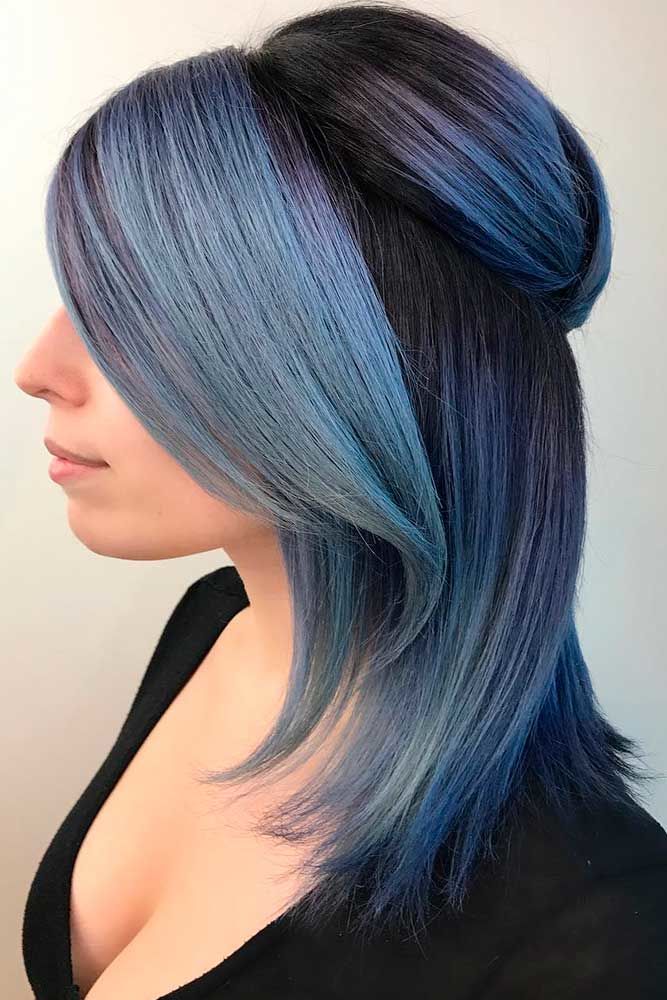 Half-Up Half-Down For Medium Length Hair Blue #mediumhair #updos