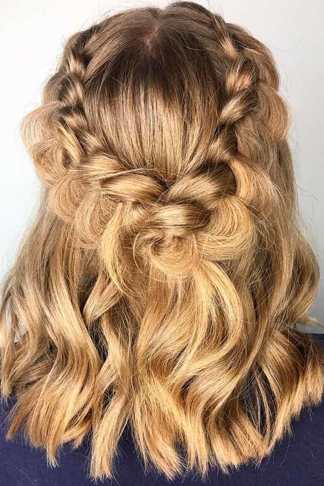 Half-Up Half-Down For Medium Length Hair Braids #mediumhair #updos