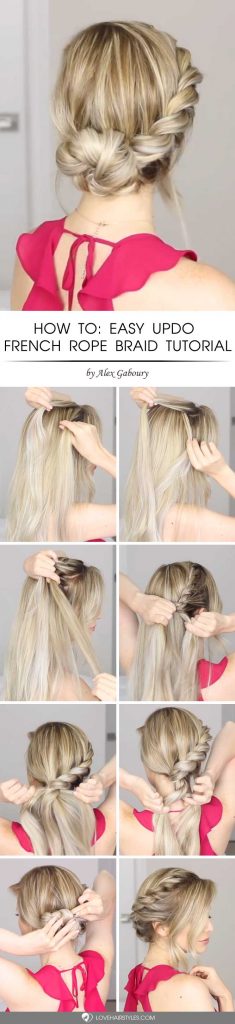How To Easy Updo French Rope Braid #ropebraids #hairstyles #braids #longhair #tutorial