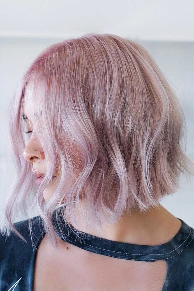 Middle Parted Pastel Pink Bob #thinhair #hairtypes