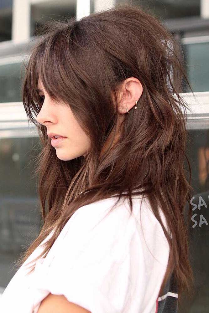 Layered Haircuts Volume Depth Long Textured Shaggy Bangs 