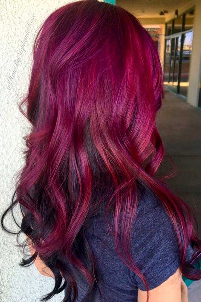 Dark red base wintense magenta highlights  Burgundy hair Hair highlights  Dye my hair