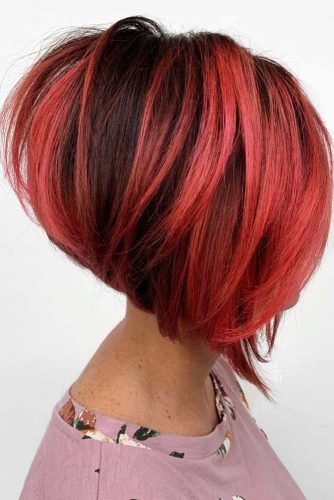 Bob recto apilado #pelo corto #pelo rojo #color de cabello