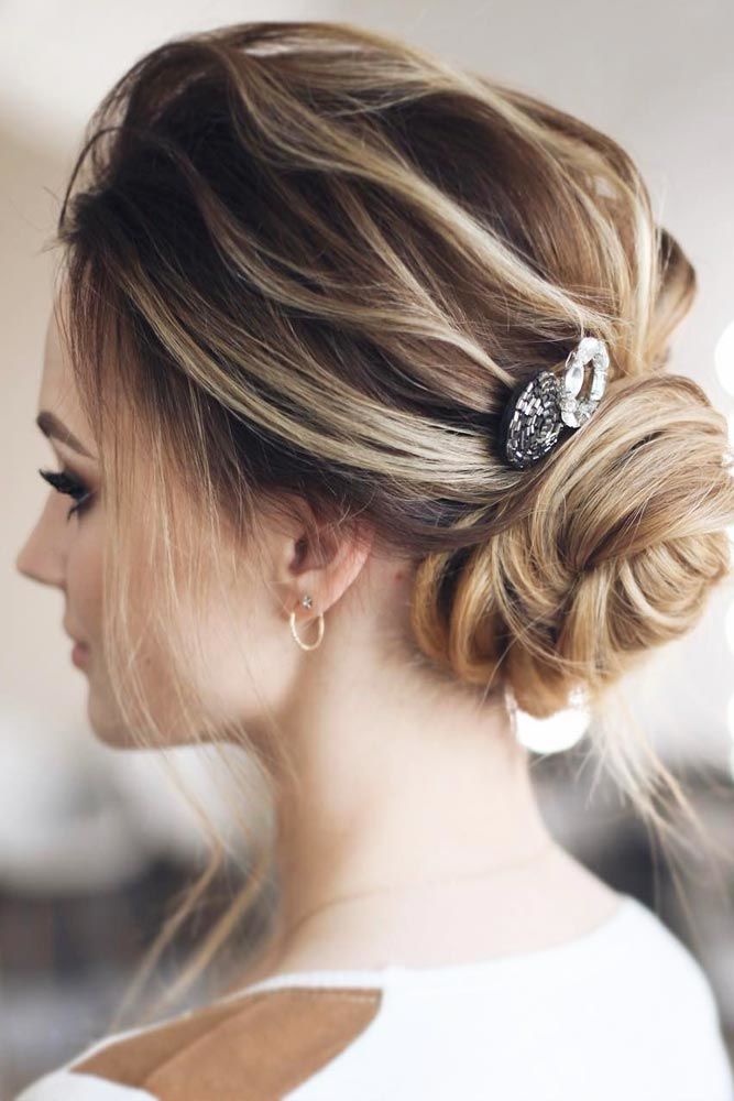 Updos Hairstyles Low Bun Brown #mediumhair #mediumhairstyles