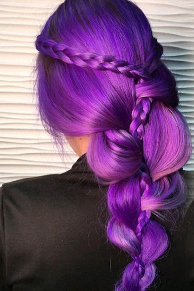 Violet Hair Color with Braids picture3
