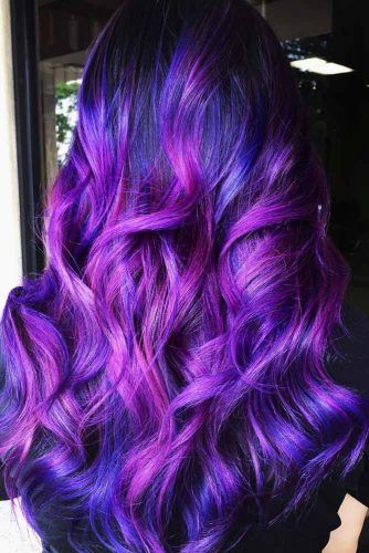 Violet And Blue Highlights #violethair #haircolor