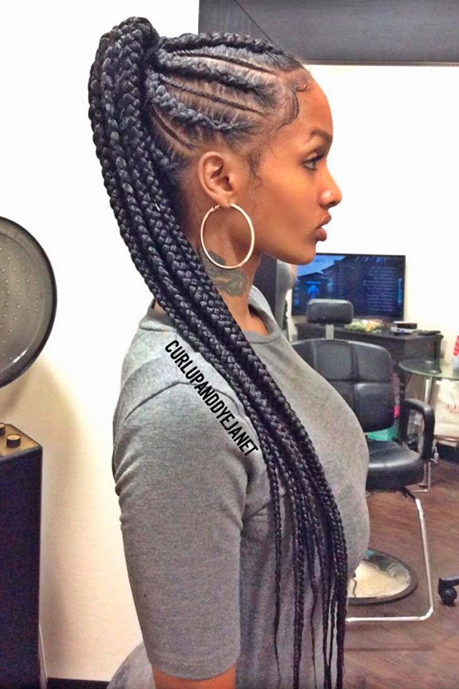 Braided Cornrow Ponytail #ponytail #braids #updo #naturalhair