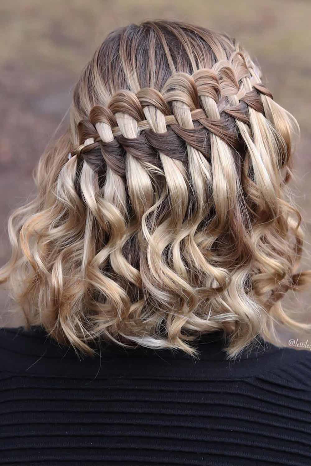 Waterfall Braided Hairstyles For Short Hair Wavy #braids #shorthair