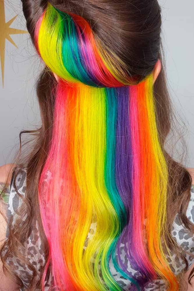 Mesmerizing Hidden Rainbow Hair Love Hairstyles 