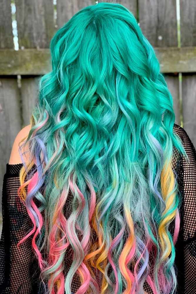 Blue Tones With Hidden Rainbow Hair Teal #rainbowhair