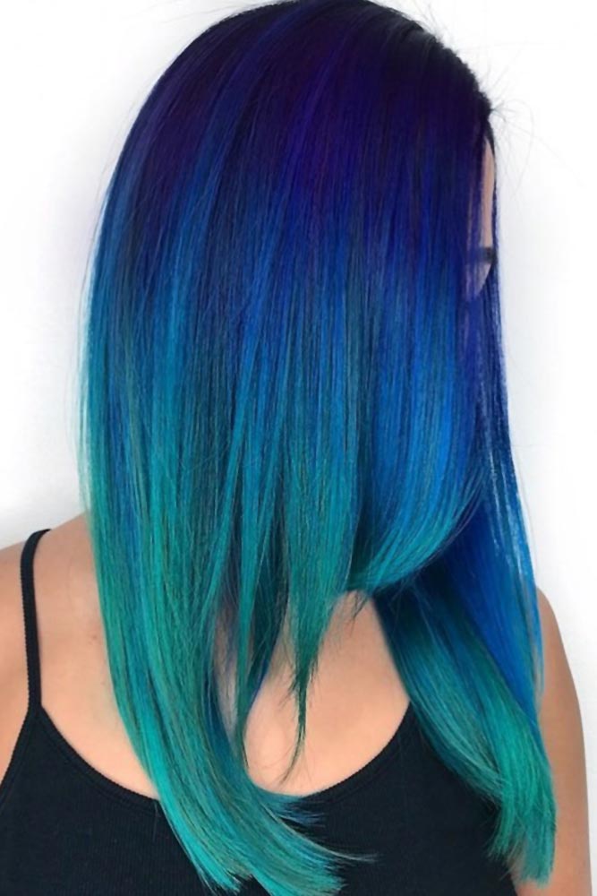 teal blue ombre hair