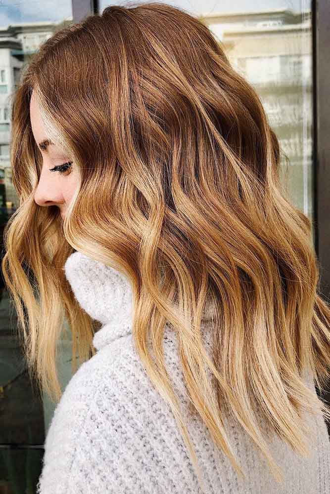 Cabelo Ombre Loiro Morango Ondulado #ombre #blondehair #redhair