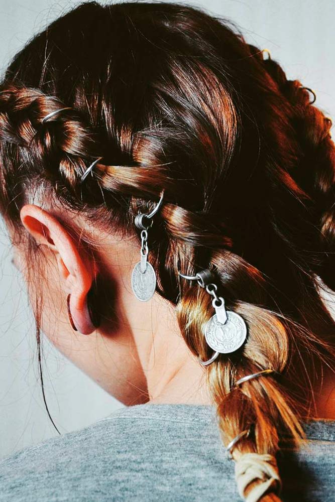 Rings Into Dutch Braids #hairrings #hairaccessories #braids