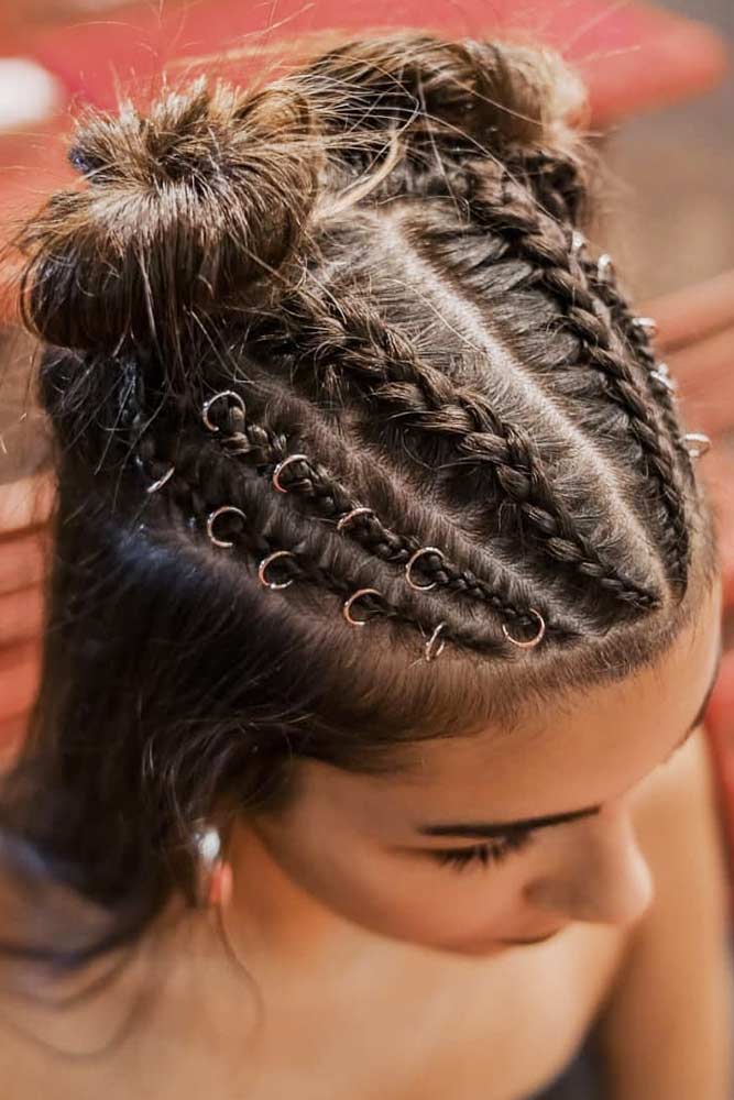 Braided Buns Half-Up #hairrings #hairaccessories #braids