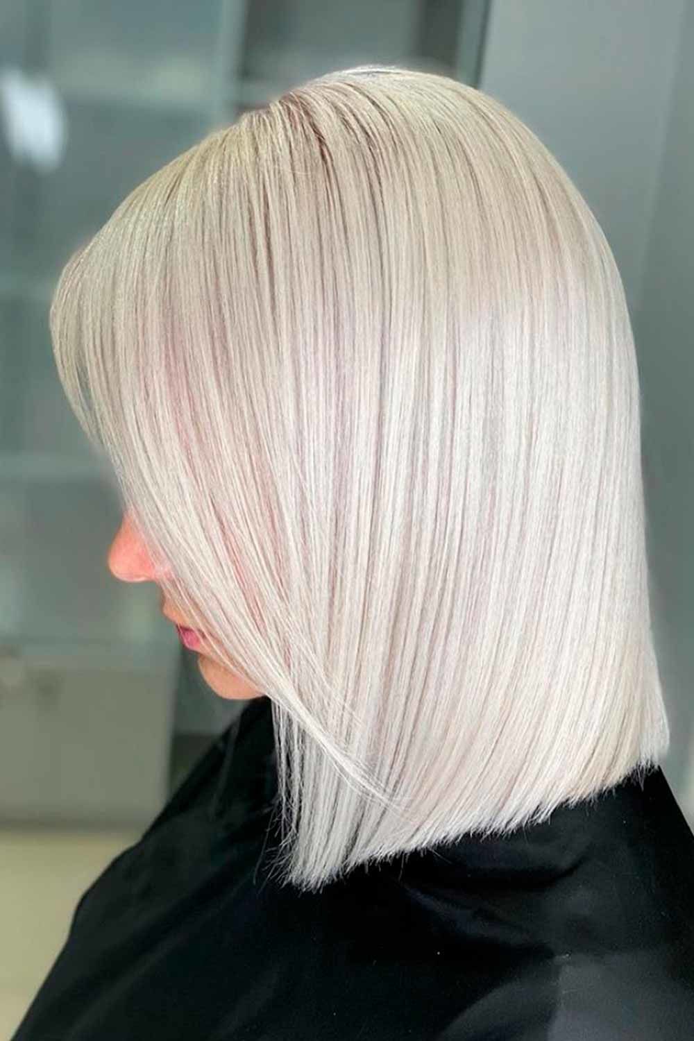 Mid-Length Winter White Platinum Blonde Hair #coldblond #hairstyles