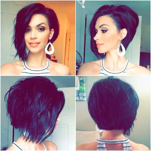 bob haircut with shaved side
