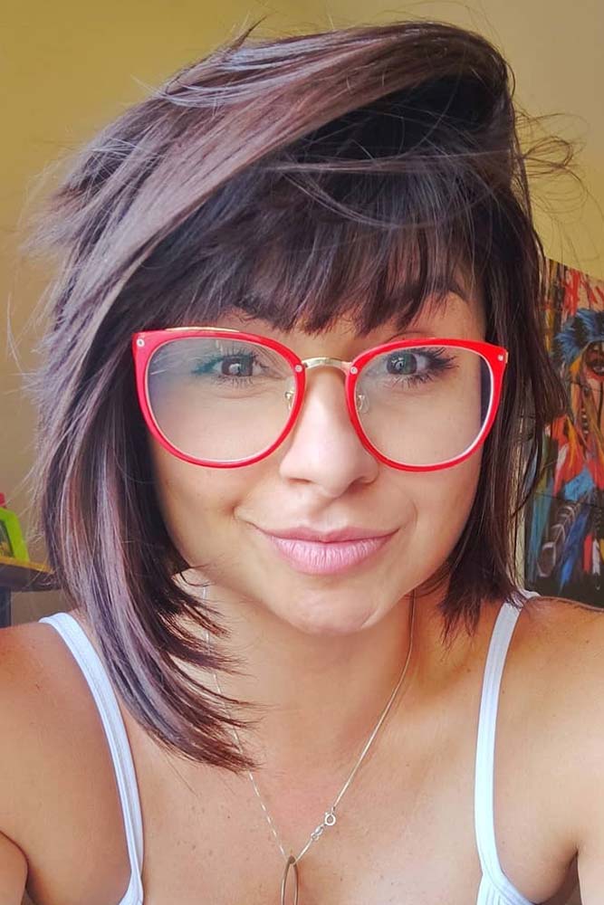 asymmetrical bobs with bangs