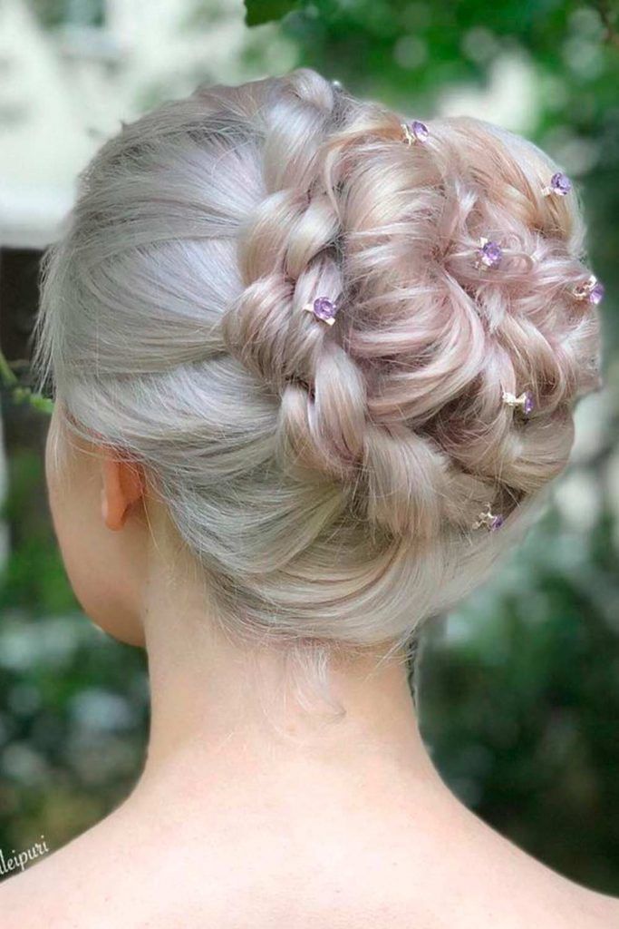 High Bun With Floral Accessories