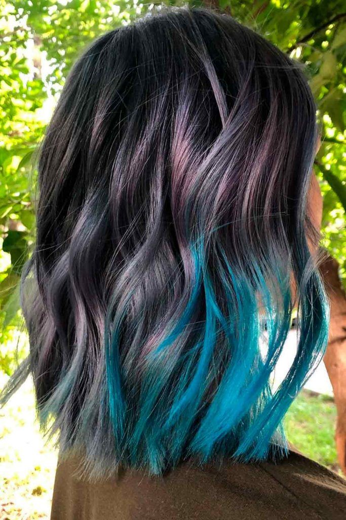 Blue And Dark Grey Ombre Hair 