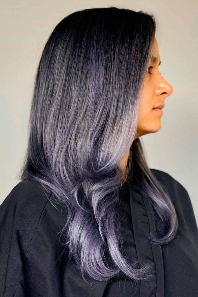 Dark Grey Ombre With Lavender Tone